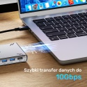 Unitek D1118 Przełącznik KVM USB-C HDMI 4K 30Hz 10Gbps transfer plików