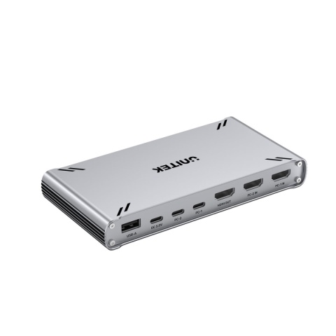 Unitek D1118 Przełącznik KVM USB-C HDMI 4K 30Hz 10Gbps transfer plików