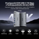 Unitek D1118 Przełącznik KVM USB-C HDMI 4K 30Hz 10Gbps transfer plików