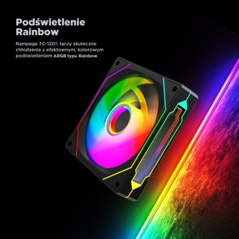 Wentylator Rampage 7C-120S 120 mm ARGB PWM 1800 RPM czarny infinity mirror