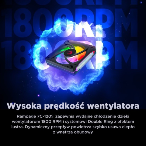 Wentylator Rampage 7C-120S 120 mm ARGB PWM 1800 RPM czarny infinity mirror