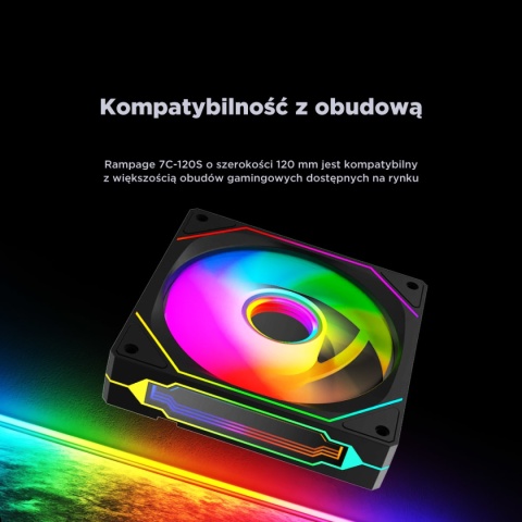 Wentylator Rampage 7C-120S 120 mm ARGB PWM 1800 RPM czarny infinity mirror