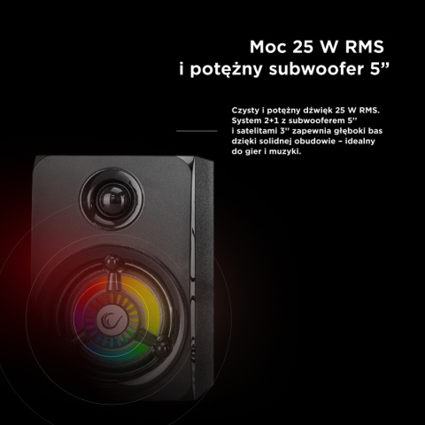 Zestaw Głośników Rampage RMS-G8 2.1 Bluetooth RGB USB SD FM 25 W