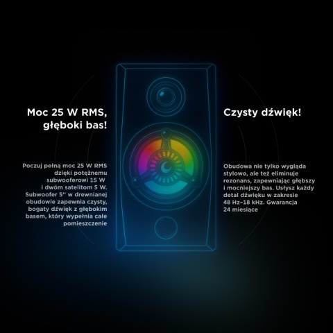 Zestaw Głośników Rampage RMS-G8 2.1 Bluetooth RGB USB SD FM 25 W