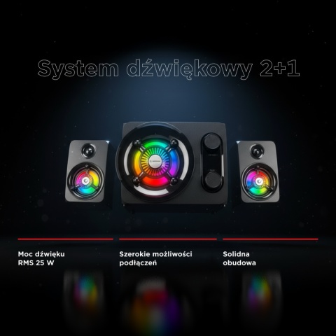 Zestaw Głośników Rampage RMS-G8 2.1 Bluetooth RGB USB SD FM 25 W