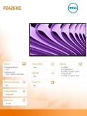 Dell Monitor P2426HENOSTAND 24 cale IPS FHD (1920x1080)/16:9/HDMI/2xDP/2xUSB/3xUSB-C/RJ45/No Stand/3Y