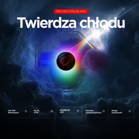 Rampage RM-C04 Coolblade cooler CPU 120mm RGB LED LGA1700 AM5 wydajny cichy
