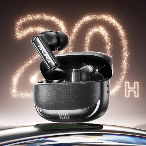 AWEI Słuchawki bezprzewodowe Bluetooth 6.0 TWS ANC TA19 czarne