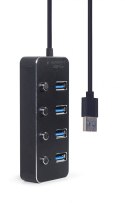 Gembird HUB 4-portowy USB 3.1 (Gen 1) z przełącznikami czarny