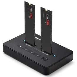 Qoltec Stacja dokujšca dysków SSD M.2 NVMe | PCIe | USB-C | 20Gb/s | DUAL 2x8TB | klonowanie offline