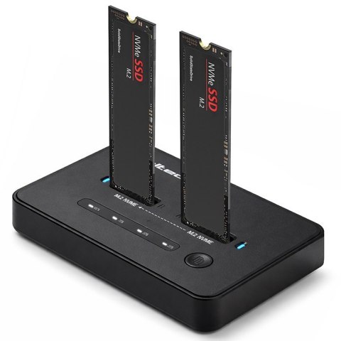 Qoltec Stacja dokujšca dysków SSD M.2 NVMe | PCIe | USB-C | 20Gb/s | DUAL 2x8TB | klonowanie offline