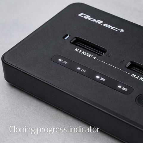 Qoltec Stacja dokujšca dysków SSD M.2 NVMe | PCIe | USB-C | 20Gb/s | DUAL 2x8TB | klonowanie offline