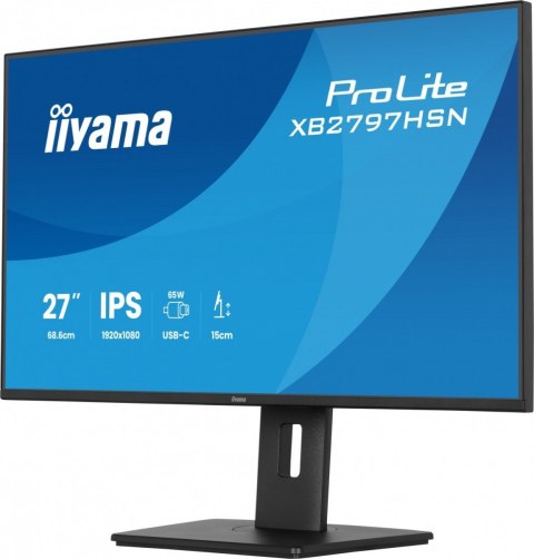 IIYAMA Monitor 27 cali XB2797HSN-B1 IPS,FHD,HAS150 ,350cd,1ms HDMI, DP,USB-C DOCK 65W, 4xUSB HUB, RJ45