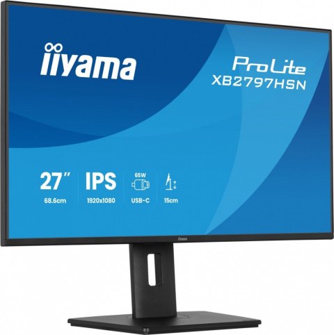 IIYAMA Monitor 27 cali XB2797HSN-B1 IPS,FHD,HAS150 ,350cd,1ms HDMI, DP,USB-C DOCK 65W, 4xUSB HUB, RJ45