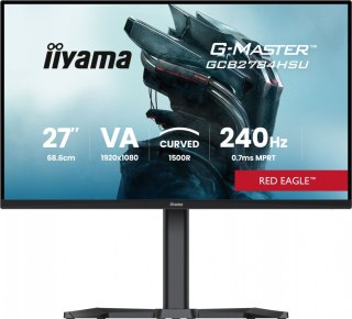 IIYAMA Monitor 27 cali GCB2784HSU-B1 FHD, 0.7ms, VA, 1500R, 240Hz, 2xHDMI, DP, 2xUSB, FreeSync Premium -1920x1080 (48-240Hz), HDR10, 2x