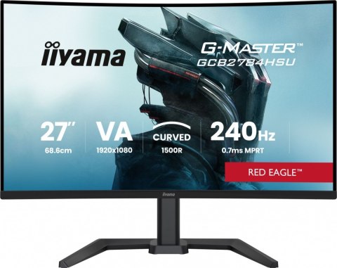IIYAMA Monitor 27 cali GCB2784HSU-B1 FHD, 0.7ms, VA, 1500R, 240Hz, 2xHDMI, DP, 2xUSB, FreeSync Premium -1920x1080 (48-240Hz), HDR10, 2x