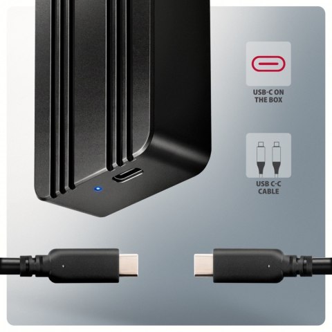 AXAGON EEM2-40G Obudowa zewnętrzna aluminiowa USB4 Gen 3x2 M.2 SSD NVMe 40Gbps passive, USB-C cable, silicon sleeve