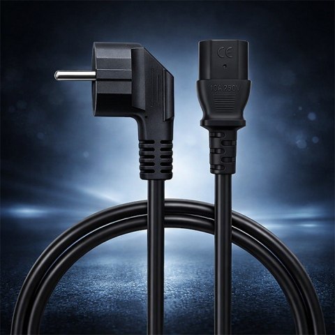 Qoltec Kabel zasilający | wtyczka kątowa SCHUKO CEE 7/7 (E/F) | IEC C13 | 3x0.75mm2 | Czysta miedź Cu | 2m