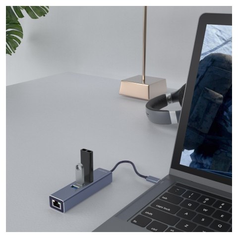 Savio Hub AK-58 3-portowy USB-A 3.1 Gen 1 z adapterem RJ-45 Gigabit Ethernet