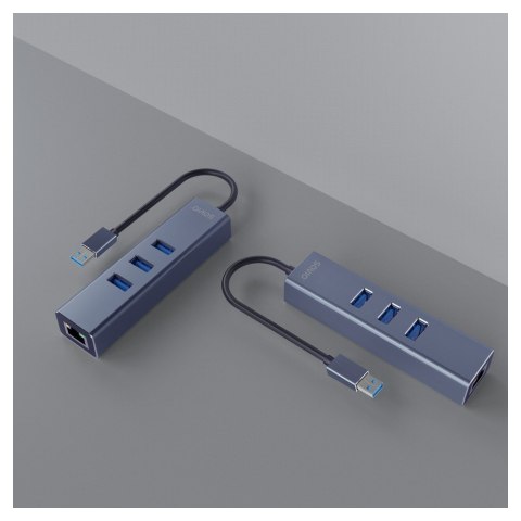 Savio Hub AK-58 3-portowy USB-A 3.1 Gen 1 z adapterem RJ-45 Gigabit Ethernet
