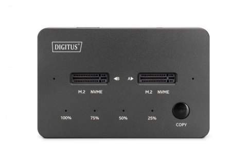 Digitus Stacja dokująca dysków z funkcją klonowania | USB-C 3.2 Gen2 10Gbps | SSD M.2 NVMe (max. 2x 4TB) | Funkcja Offline Clone | Czarn