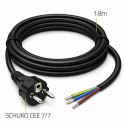 Qoltec Kabel zasilający SCHUKO CEE 7/7 (E/F) | miedź Cu | odizolowany lutowany | 3x1.0mm2 | 1.8m