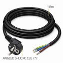 Qoltec Kabel zasilający | wtyczka kątowa SCHUKO CEE 7/7 (E/F) | miedź Cu| odizolowany lutowany | 3x1.0mm2 | 1.8m