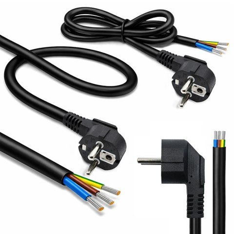 Qoltec Kabel zasilający | wtyczka kątowa SCHUKO CEE 7/7 (E/F) | miedź Cu| odizolowany lutowany | 3x1.0mm2 | 1.8m
