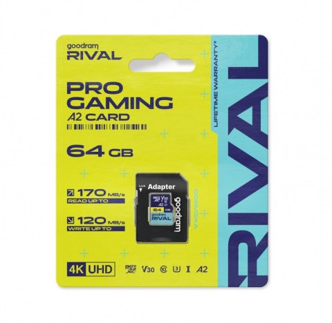 GOODRAM Karta pamięci microSD 64GB Rival UHS-I V30 U3 C10 A2 170/120MBs
