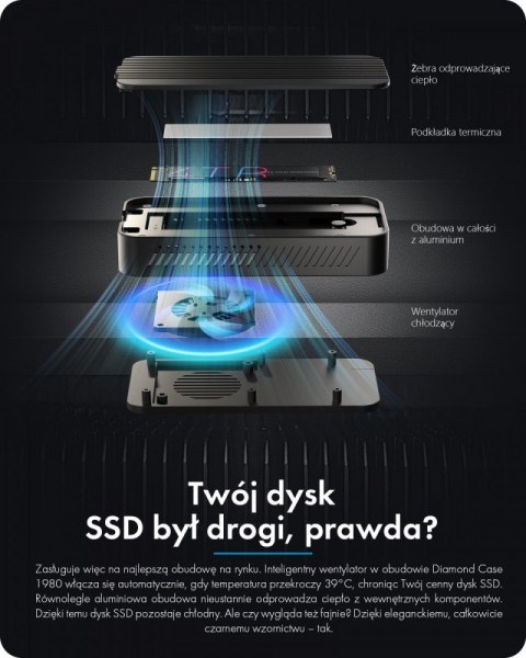 IcyBox Obudowa z 80 Gbps IB-1980M-80G Thunderbolt 5 M.2 NVMe SSD