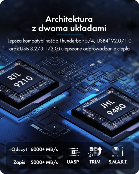 IcyBox Obudowa z 80 Gbps IB-1980M-80G Thunderbolt 5 M.2 NVMe SSD