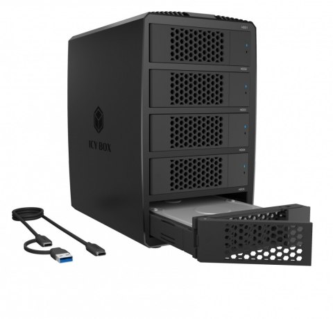 IcyBox System-RAID dla 5 HDD 2,5"/3,5" SATA, IB-RD3705-CU3 RAID 0,1,10,3,5, Single, Large, Clone