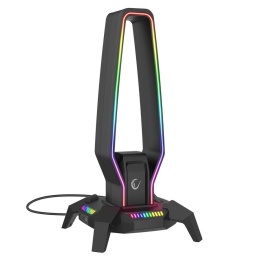 Stojak Uchwyt Gamingowy Rampage IGRIS RGB USB-A USB-C Na Słuchawki Czarny