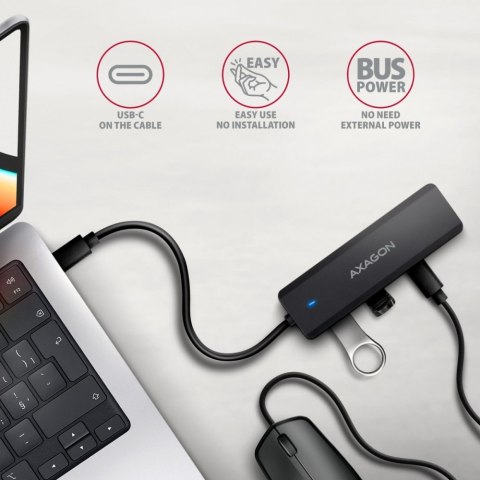 AXAGON HUB 4-portowy 5gbps 2x USB-A 2x USB-C , USB-C power IN 19cm kabel HUE-C2C