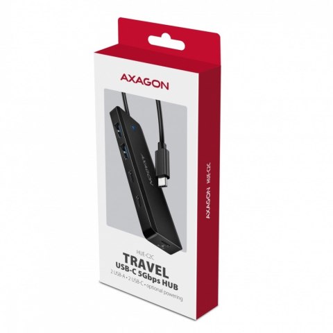 AXAGON HUB 4-portowy 5gbps 2x USB-A 2x USB-C , USB-C power IN 19cm kabel HUE-C2C