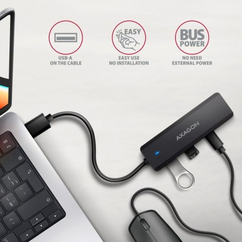 AXAGON HUB 4-portowy 5gbps 2x USB-A 2x USB-C, USB-C power in 19 cm kabel HUE-C2A