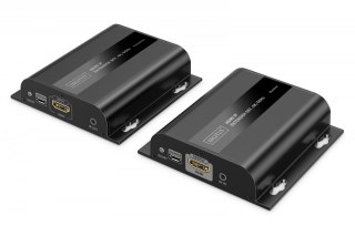 Digitus Przedłużacz (extender) po skrętce kat.6 HDMI 4K/60Hz przez IP 1G lub do 120m/200m, max. 253 odbiorniki, sterowanie IR - zestaw (