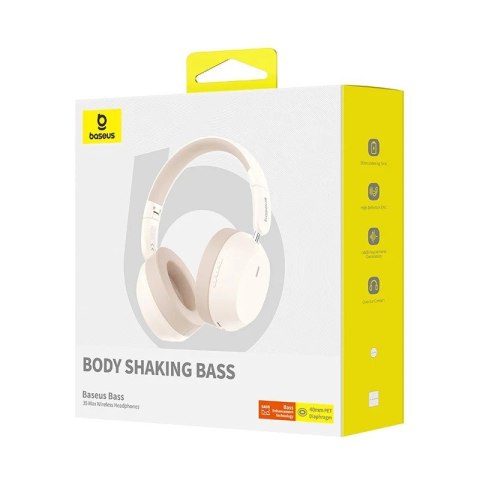 Baseus Słuchawki nauszne bluetooth 5.3 BASS 35 MAX beżowe