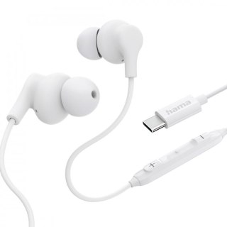 Hama Słuchawki douszne Curly USB-C białe