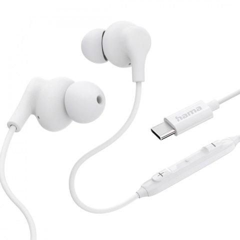 Hama Słuchawki douszne Curly USB-C białe