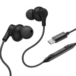 Hama Słuchawki douszne Curly USB-C czarne