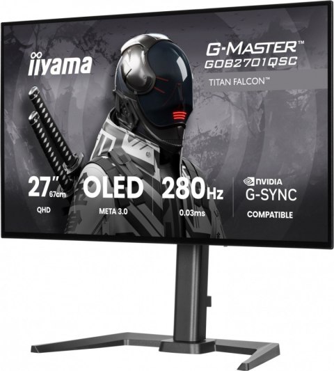 IIYAMA Monitor 27 cali GOB2701QSC-B1 OLED,280Hz,65W,2xHDMI,DP 1500 cd/m? (Szczytowa, HDR), 2560 x 1440, 1500000:1, 0.03m