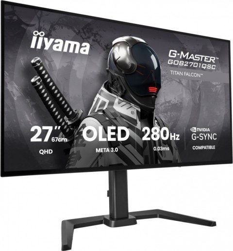 IIYAMA Monitor 27 cali GOB2701QSC-B1 OLED,280Hz,65W,2xHDMI,DP 1500 cd/m? (Szczytowa, HDR), 2560 x 1440, 1500000:1, 0.03m