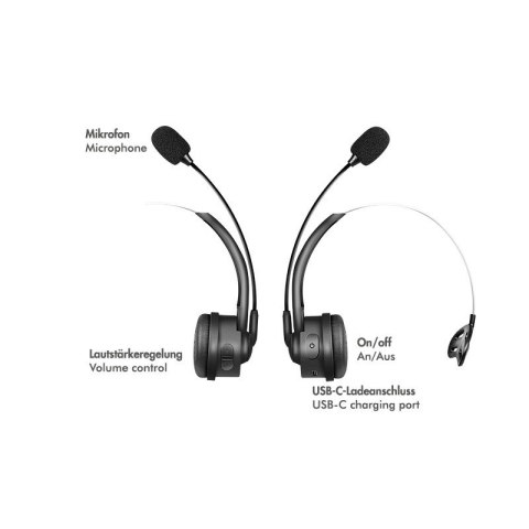 LogiLink Słuchawka nauszna z mikrofonem, bluetooth