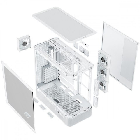MODECOM Obudowa VOLCANO AQ300 MID RGB GLASS 4 wentylatory biała