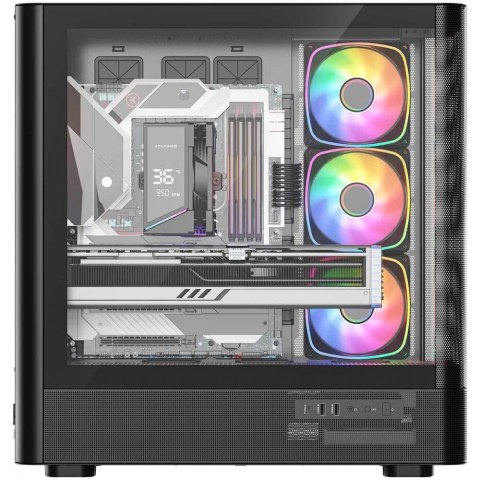 MODECOM Obudowa VOLCANO AQ300 MID RGB GLASS 4 wentylatory czarna