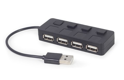 Gembird HUB USB 2.0 4-portowy z przełącznikami, czarny