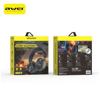 AWEI Słuchawki nauszne AT36 bluetooth 5.4 mikrofon czarne