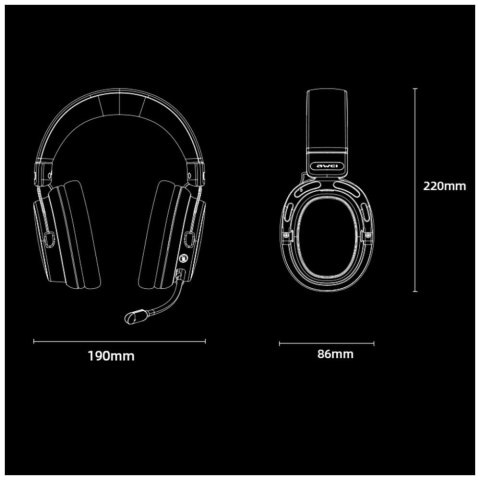 AWEI Słuchawki nauszne AT36 bluetooth 5.4 mikrofon czarne