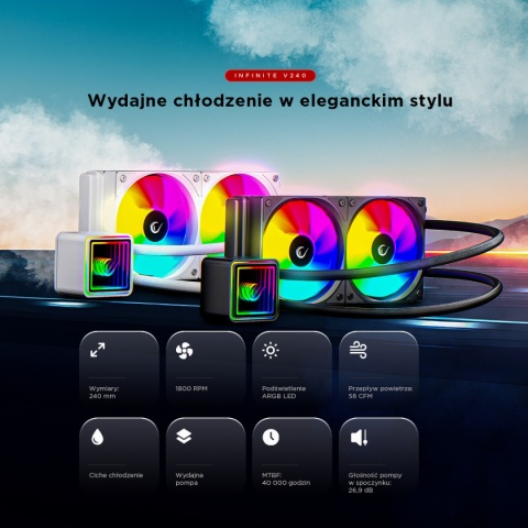 Chłodzenie Wodne Procesora Rampage INFINITE V240 ARGB PWM 240 mm LGA 115X